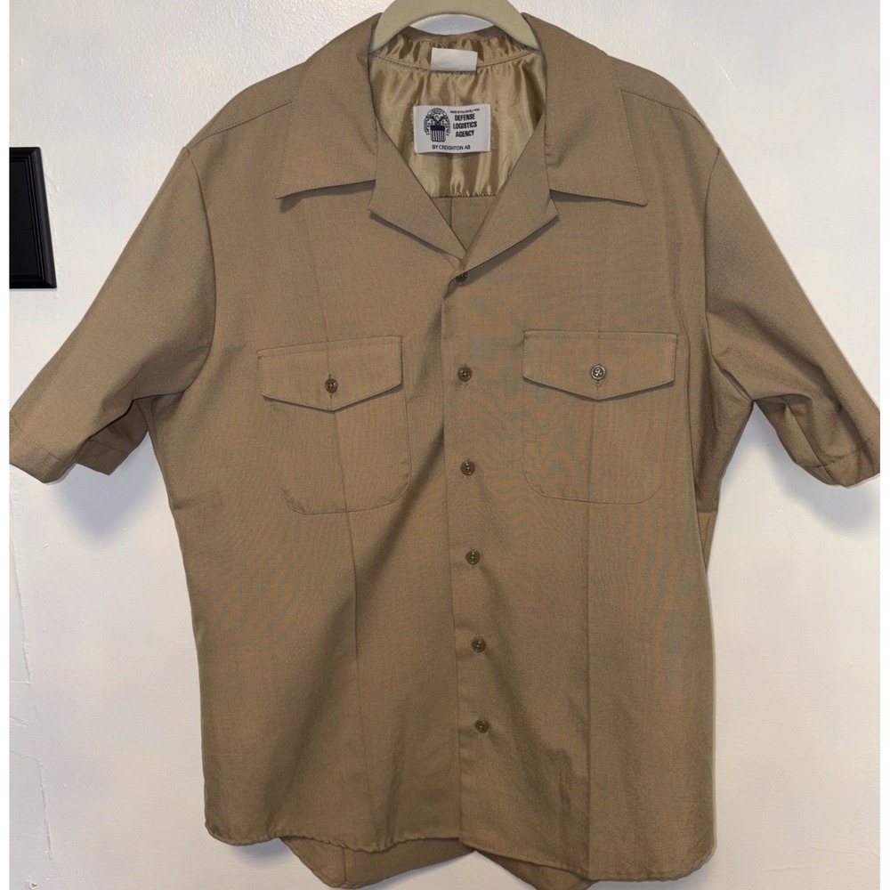 DLA U.S. Army Men's Khaki Military Short Sleeve‎ Shirt 16 Regular